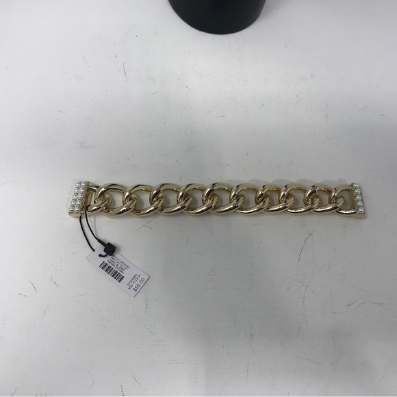 White House Black Market Faux Pearl Chain Magnetic Bracelet, Gold Tone - OS - Picture 6 of 6